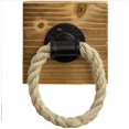 thumbnail image 1 of Wall Mounted Natural Rope Hand Towel Ring Holder with Rustic Wood Backing Backing and Industrial Pipe Accen for Shower/Bathroom/Bedroom/Kitchen, 1 of 5