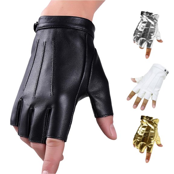 Fingerless Driving Leather Outdoor Sport Halloween Half Finger for Men Women Ski Mittens Men