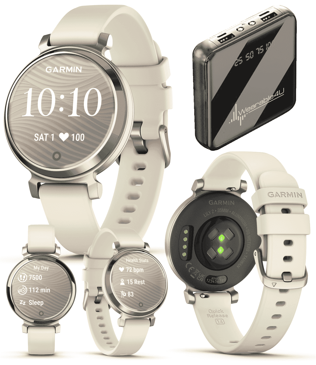 Fenix 7S Multisport GPS Watch, Silver with Whitestone Band