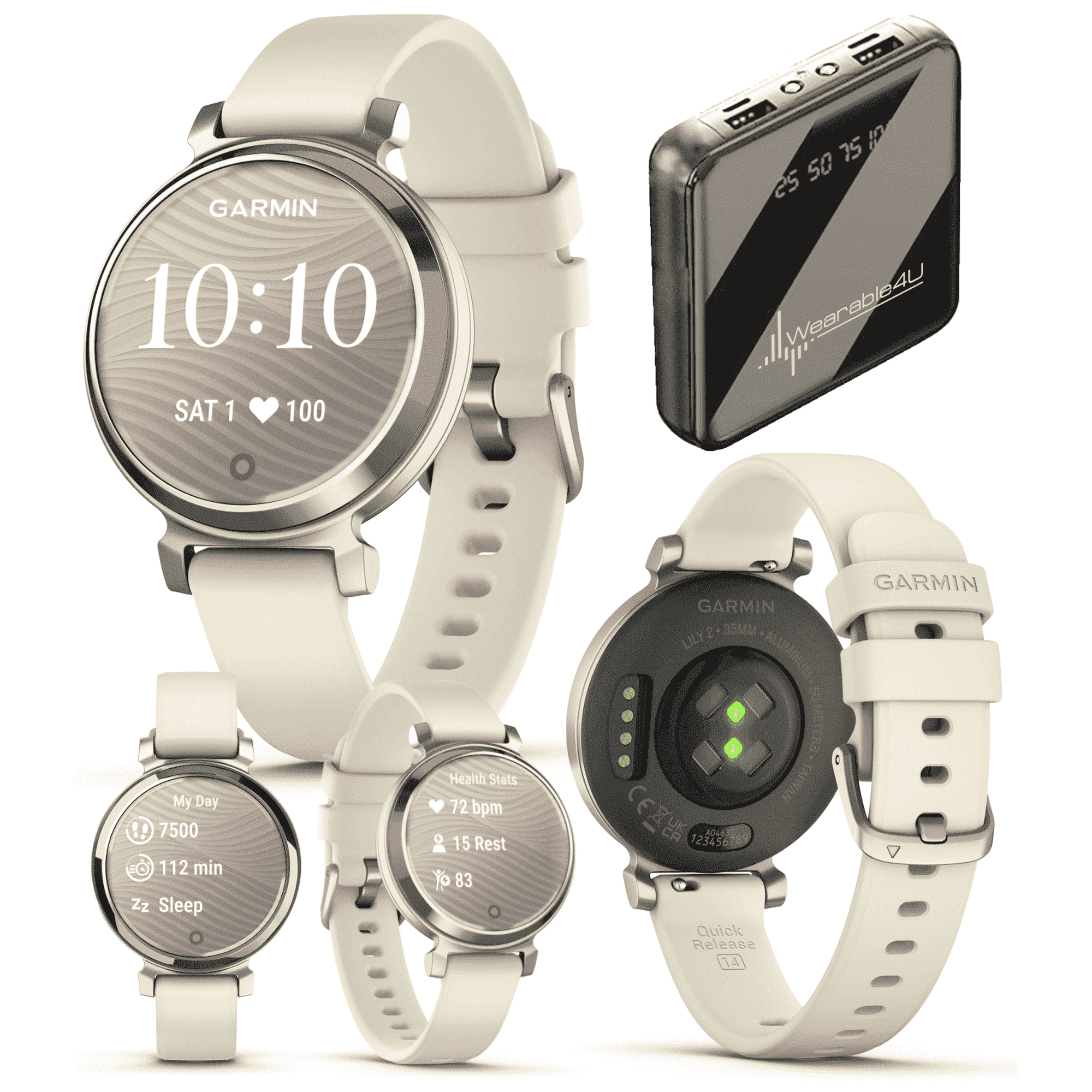 Garmin Lily 2 - Cream Gold with Coconut Silicone Band