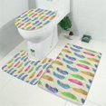 thumbnail image 2 of Yellow Boho Tribal Feathers Pattern Bathroom Rugs Sets 3 Piece,Toilet Cover Set,Absorbent Non Slip Bathroom Mats Sets with U-Shaped Contour Rug Toilet Rug Set, 2 of 5