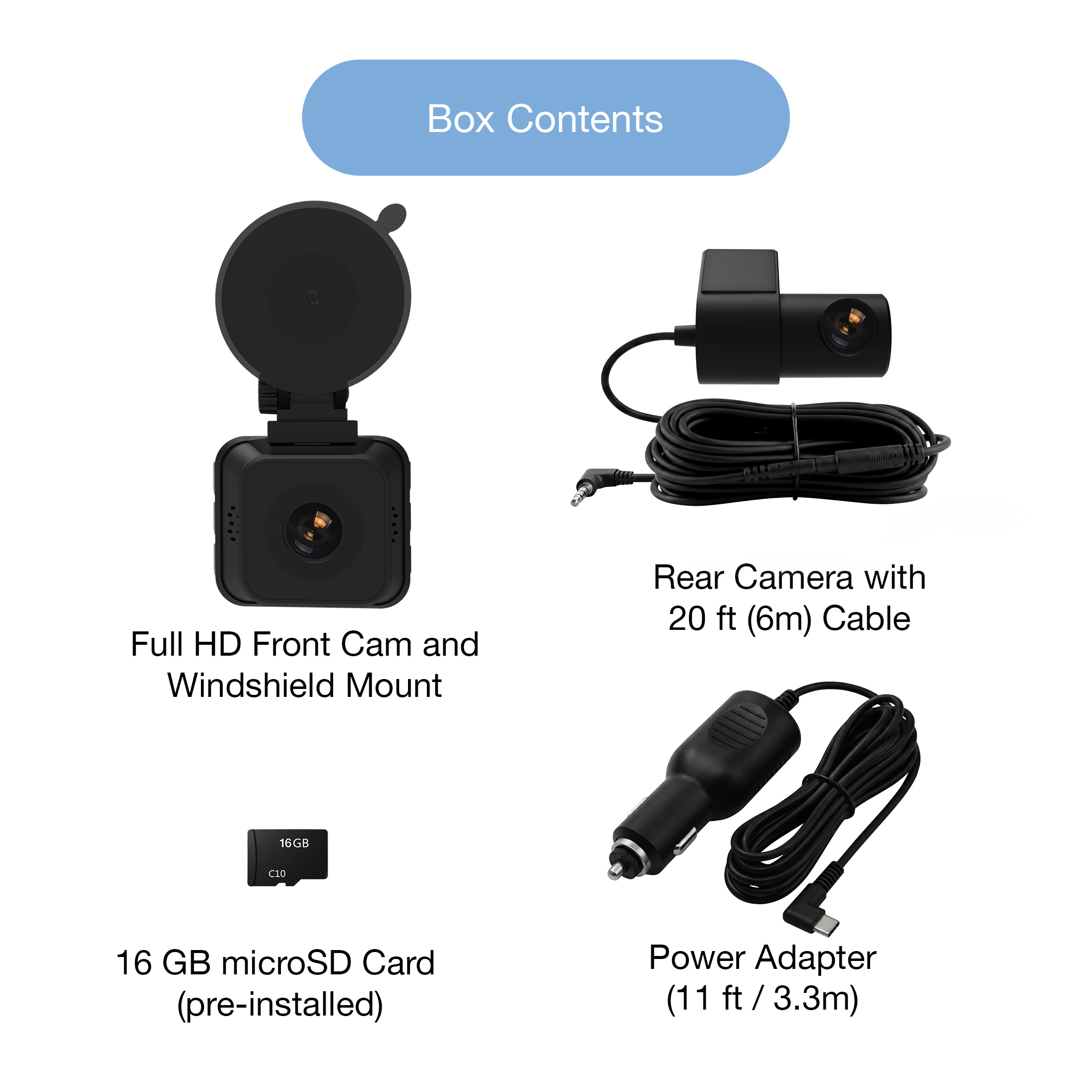Onn Full HD 1080p Front and Rear Dual Dash Camera Set photo 6