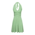 thumbnail image 5 of Women Summer Sleeveless Neck Summer Work Dresses Spring Boho Floral with Ladies Dresses Summer Casual Pocket Elastic Waist Ruffle Casual Dresses for Women Mini Dresses, 5 of 5