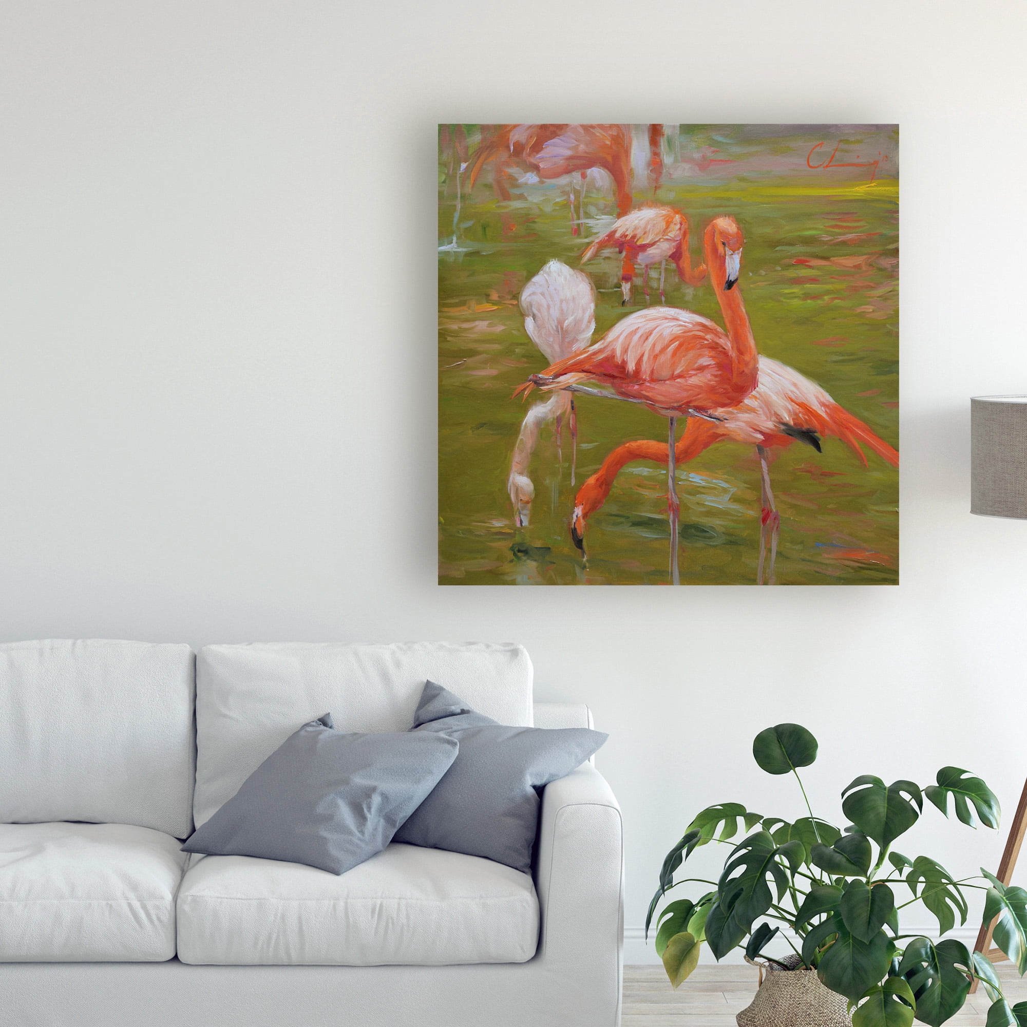 Trademark Fine Art 'Flamingo I' Canvas Art by Chuck Larivey