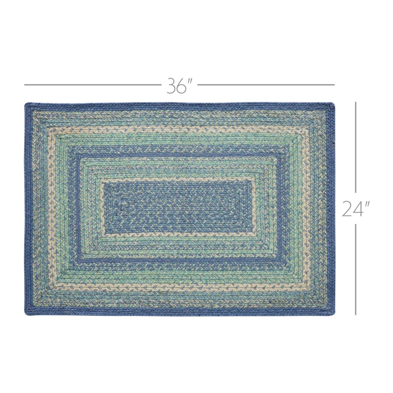VHC Brands Jolie Farmhouse 24"x36" Accent Rug Blue Textured Jute Striped Pad Rectangle Floor Decor