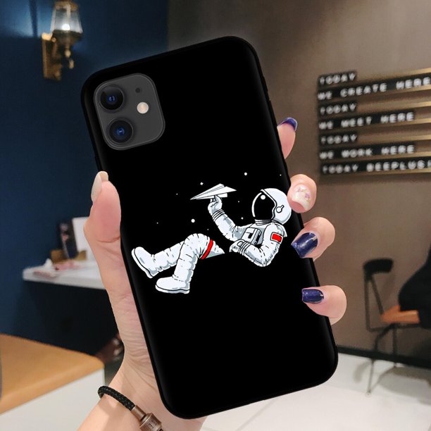 Coque arrière en silicone souple TPU pour iPhone, compatible modèles 6, 7, 8, 11 Pro Max, X, Poly, XS Max, 12 Mini, lune, étoile, astronome, drôle qiuyongming unisex