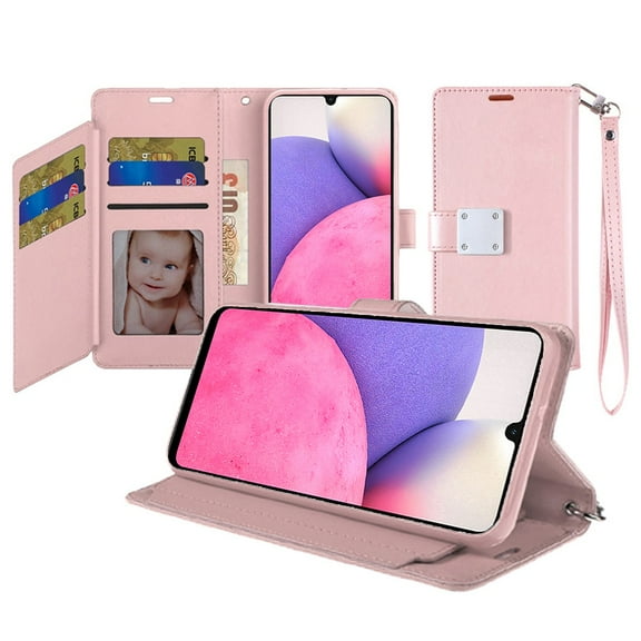For iPhone 15 Plus Wallet ID Card Holder Case Cover - Rose Gold
