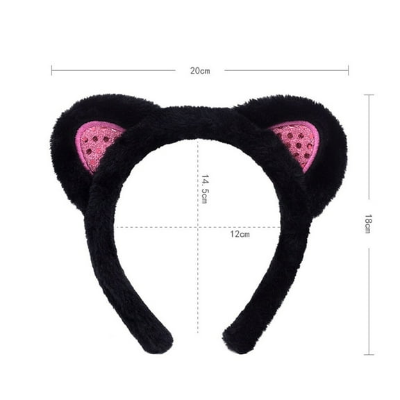 LEORX Cat Ears Hair Band Black Lovely Plush Hoop for Decoration 1Pc