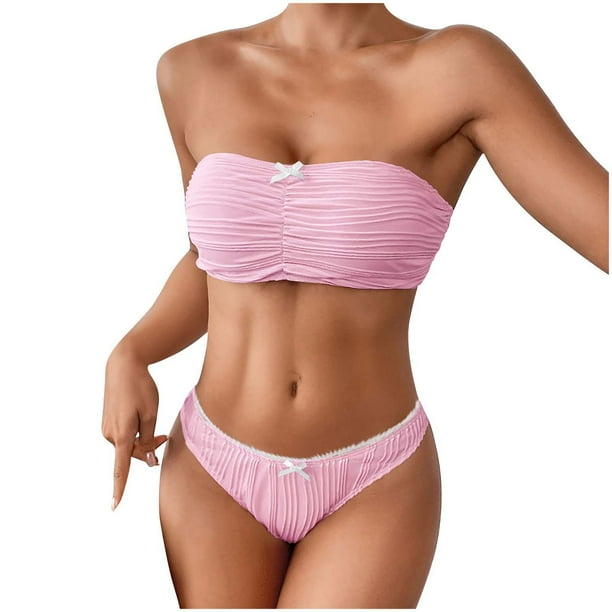 Trajes de Baño para Mujeres Sexy Tubo de Color Sólido Correa Superior Bikini, Traje de Baño Dividido para la Playa Y la Piscina