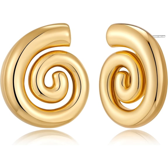 Spiral Earrings for Women Vintage Chunky Geometric Round Swirl Earrings Statement Stud Earrings Trendy Jewelry