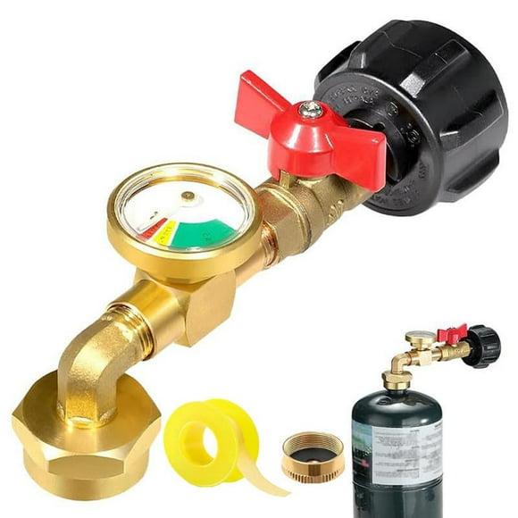 New Propane Elbow Adapter With Tank Gauge Propane Adapter For 1 Lb Tanks QCC1 Propane Tank Adapter With And Gauge Elbow Adapter For Outdoor Braces Wire
