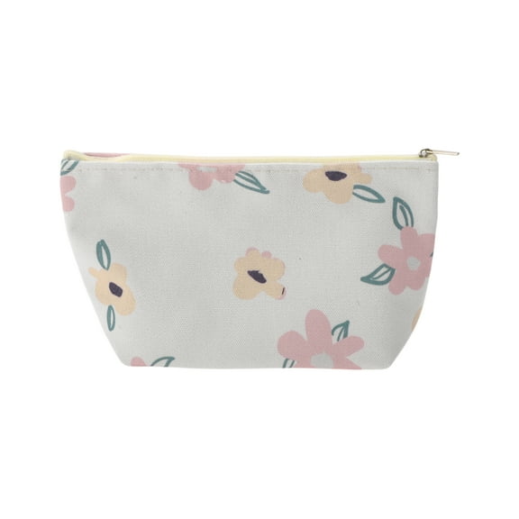 Unique Bargains 1 Pc Durable Print Makeup Bag Pink Yellow Polyester