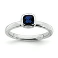 thumbnail image 1 of 925 Sterling Silver Cushion Cut Created Sapphire Stackable Ring Birthstone September Gemstone, 1 of 8