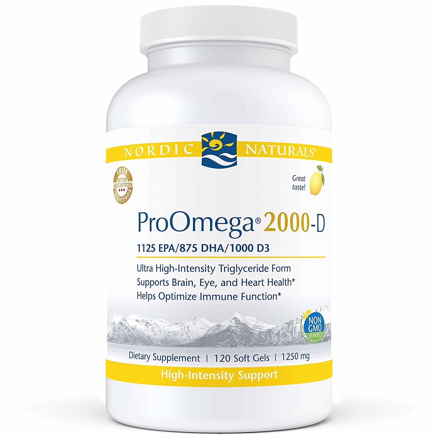 Nordic Naturals ProOmega 2000-D - Fish oyl, 1125 mg EPA, 875 mg DHA 