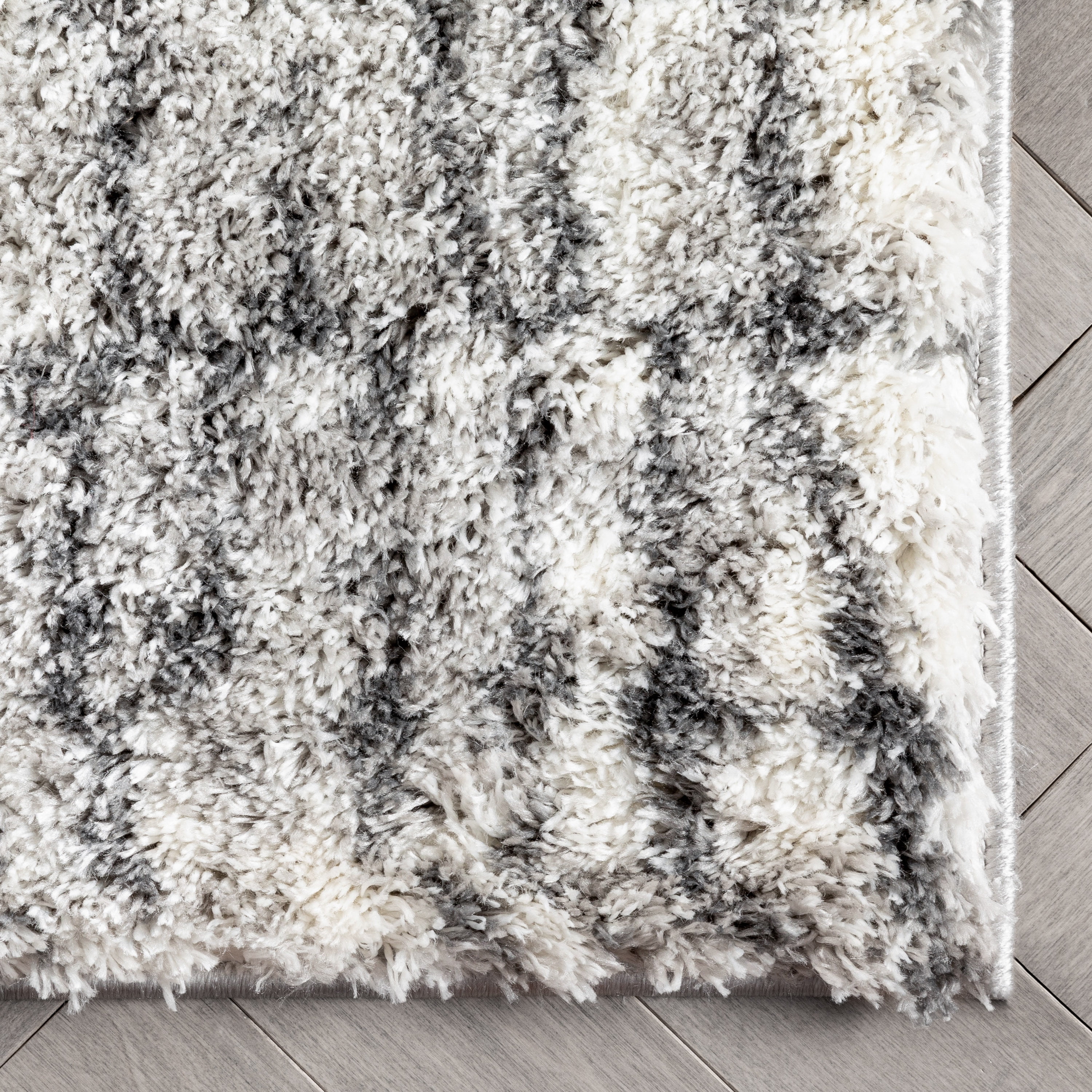 Well Woven Celeste Sintra Modern Shag Geometric Ivory Thick 3'11" x 5'3" Area Rug