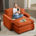 thumbnail image 4 of Muumblus 46" Accent Chair with Ottoman, Oversized Indoor Lounge Chair, Corduroy Sofa Armchair with Footstool, Orange, 4 of 10