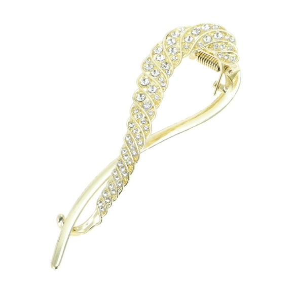 Unique Bargains 1 Pc Fashion Rhinestones Hair Clips for Home Gold Tone