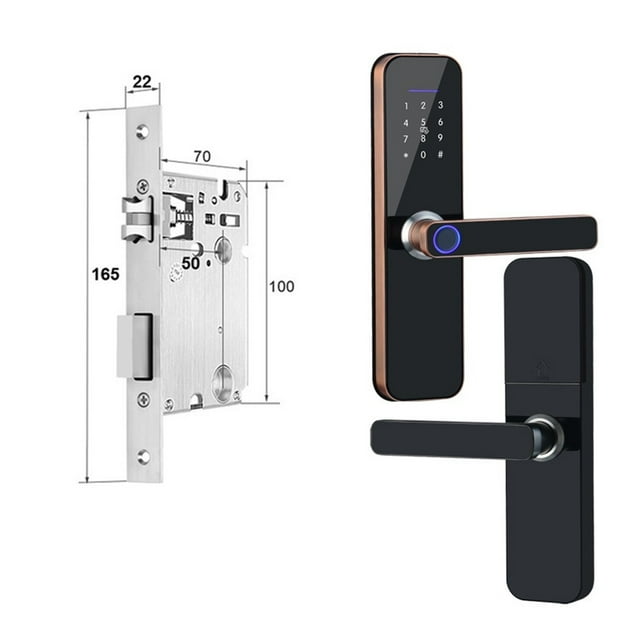 Door Lock, Tuya Electronic Smart Door Lock With Biometric Fingerprint / Smart Card / Password / Key Unlock/ USB Emergency Charge ,Easy to Install