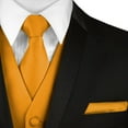 thumbnail image 4 of Best Tuxedo Men's Solid Satin Formal, Tuxedo, Wedding, Prom, Cruise Vest, Tie & Hankie Set in Honey Gold, 4 of 4