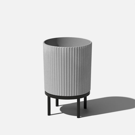 Veradek Demi Series Raised 16" Plastic-Stone Planter - (Gray/Black, 1 Pack)