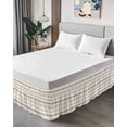 thumbnail image 4 of Beige Brown Bed Skirt King Size 18 Inch Drop, White Stripe Wrap Around Dust Ruffle Bedskirts, Wrinkle & Fade Resistant Easy Fit Bedskirt with Adjustable Elastic, 4 of 8