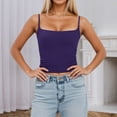 thumbnail image 2 of Wang6 Women Spaghetti Strap Cropped Camisole Trendy Sleeveless Cami Undershirts Square Neck Summer Tops Tees Purple M, 2 of 6