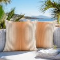 thumbnail image 3 of Orange Striped Outdoor Pillow Covers 26x26 Inch Throw Pillow Covers Set of 2 Waterproof Decorative Pillow Cases Farmhouse Beige Stripes Vintage Rustic Cushion Covers for Patio Furniture Garden Couch, 3 of 8