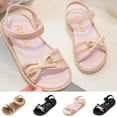 thumbnail image 5 of WQNVRNR Girls Open Toe Sandals- Cute Anti Slip Soft Sole Flat Summer Beach Shoes Pink Size 13, 5 of 8