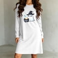 thumbnail image 6 of Women's Halloween Cute Print Lounge Dress Long Sleeve Crew Neck Casual Sleepwear Nightgown, 6 of 6