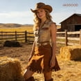 thumbnail image 4 of JASGOOD Women's Western Skinny Belt with Carving Buckle Cowgirl Cowboy Waist Belt for Jeans Dresses, 4 of 11