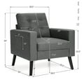 thumbnail image 3 of Topcobe Mid-Century Upholstered Armchair Club Chair with Rubber Wood Legs, Modern Armchair, Gray, 3 of 10