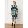 thumbnail image 6 of Aztec Print 3/4 Sleeve Blouson Midi Dress | 2 Colors | S-3X, 6 of 13