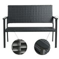 thumbnail image 2 of C-Hopetree Outdoor Loveseat Chair for Outside Patio Porch, Metal Frame, Black All Weather Wicker, 2 of 7