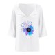 thumbnail image 4 of Gibobby Camiseta de Manga Corta con Cuello en V Camisas con cuello en V para mujer, camiseta lino y algodón con estampado girasoles manga corta, blusa informal hol(Blanco,XL), 4 of 5