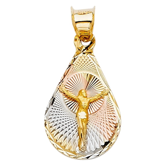 14k Tri-Color Gold Jesus Christ King of Kings Lord of Lords Pendant Roman Charm Jewelry Female