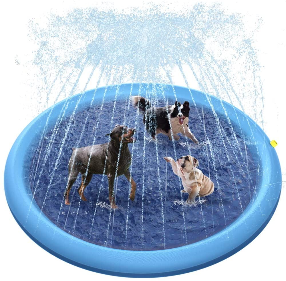 Raxurt Dog Pool 59in/67in XXL Splash Sprinkler Pad for Dogs Thickened Durable Upgrade Bath Pool Pet Summer Outdoor Water Toys 