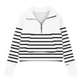 thumbnail image 3 of Fmbrln Girls Half Zip Up Fleece Sweatshirts Casual Long Sleeve Stripe Print Pullover Sweatshirts Tops with Thumb Hole and Pockets Fall Winter Trendy Clothing for Kids 5-14Y, 3 of 4