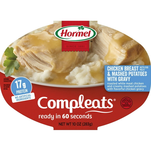 Hormel Compleats Chicken Breast with Rib Meat and Mashed Potatoes with Gravy, 10 Ounce Walmart