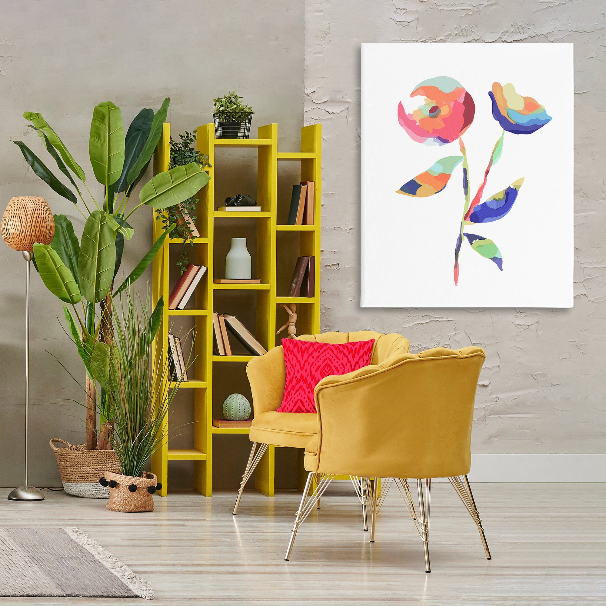 Stupell Industries Mosaic Flower Buds Plants & Flowers Painting Wrapped Canvas Art Print Wall Art, 36 x 48