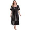 thumbnail image 2 of Women's Plus Size Nightgown Long Sleepshirts Short Sleeve Square Neck Ruffle Hem Floral House Dress Casual Loose Sleepwear, Black 5XL, 2 of 9