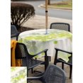 thumbnail image 5 of Outdoor Tablecloth with Umbrella Hole for Patio/Picnic/Party/Camping, Green Yellow Floral Waterproof Table Cloth Square Cover Washable, Modern Abstract Art Flowers Aesthetic (54"x 54"), 5 of 9