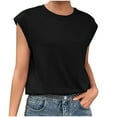 thumbnail image 2 of Tbopshirt Women Casual Short Sleeve Short Sleeve Solid Pullover Blouse T-shirt Tops Loose, 2 of 5