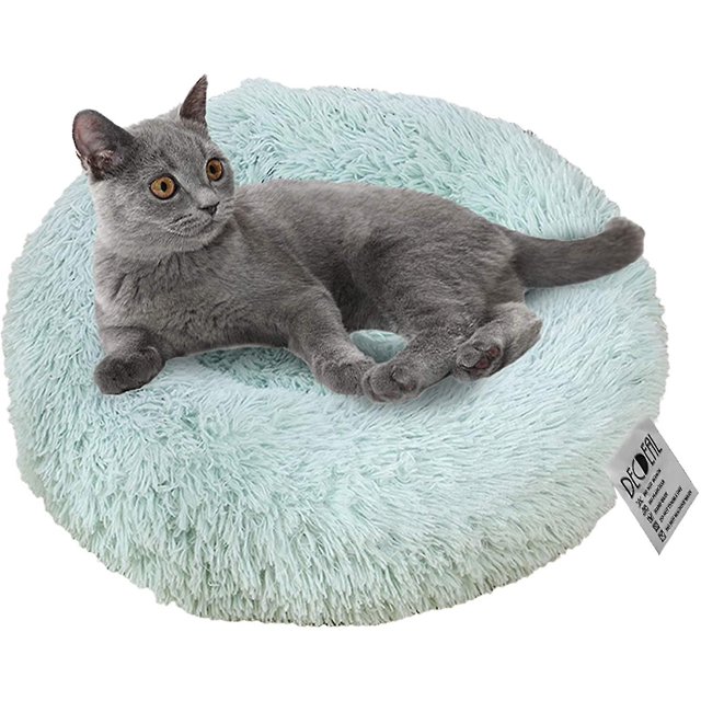 Dog Bed Donut Soft Plush Round Pet Bed For Deep Sleep Of Dogs Cats