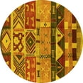 thumbnail image 1 of Ahgly Company Machine Washable Indoor Round Solid Yellow Modern Area Rugs, 5' Round, 1 of 4