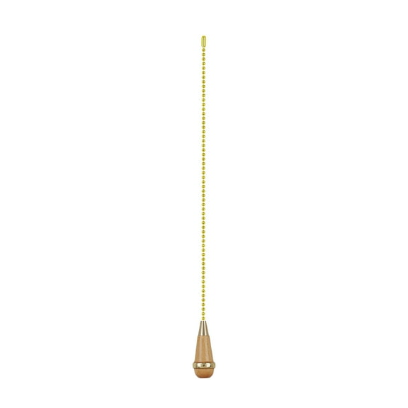 Aspen Creative 20502-11, 12" Natural Finish Wooden Knob Pull Chain with Polished Brass Accents