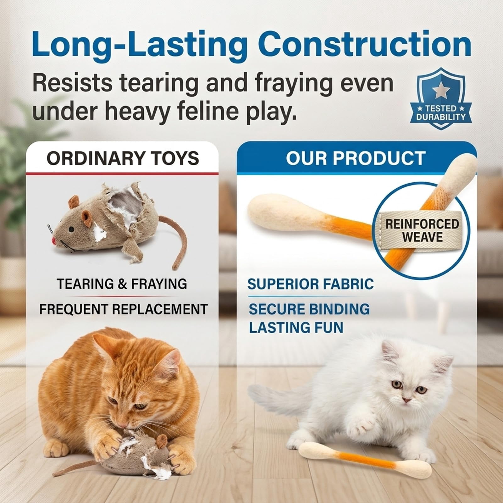 Cotton Swabs Cat Toys with Catnip, 6 Pk Giant Kitten Chew Sticks for Indoor Boredom – Durable Dental Teething Ropes, Big Interactive Felt Kitty Kicker Toy(Primary color1PCS)