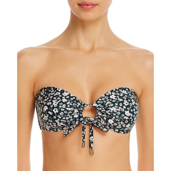 Peony Petite Fleur Bandeau Bikini Top, Green, Green, 2