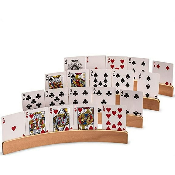 Panorama Wooden Playing Card Holders - Set of 4