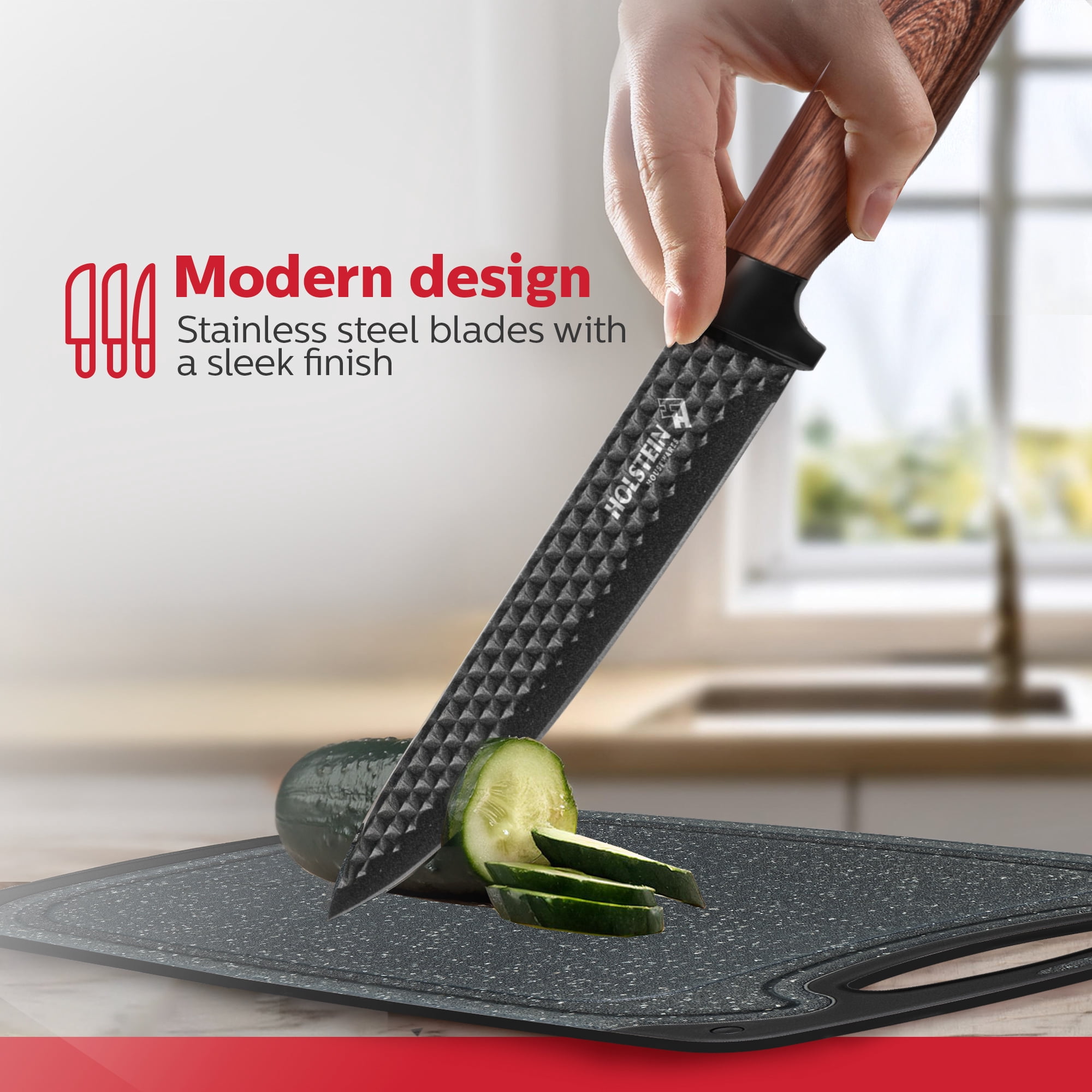 Holstein Housewares 7-Piece Knife Set with Cutting Board, Peeler and Scissors
