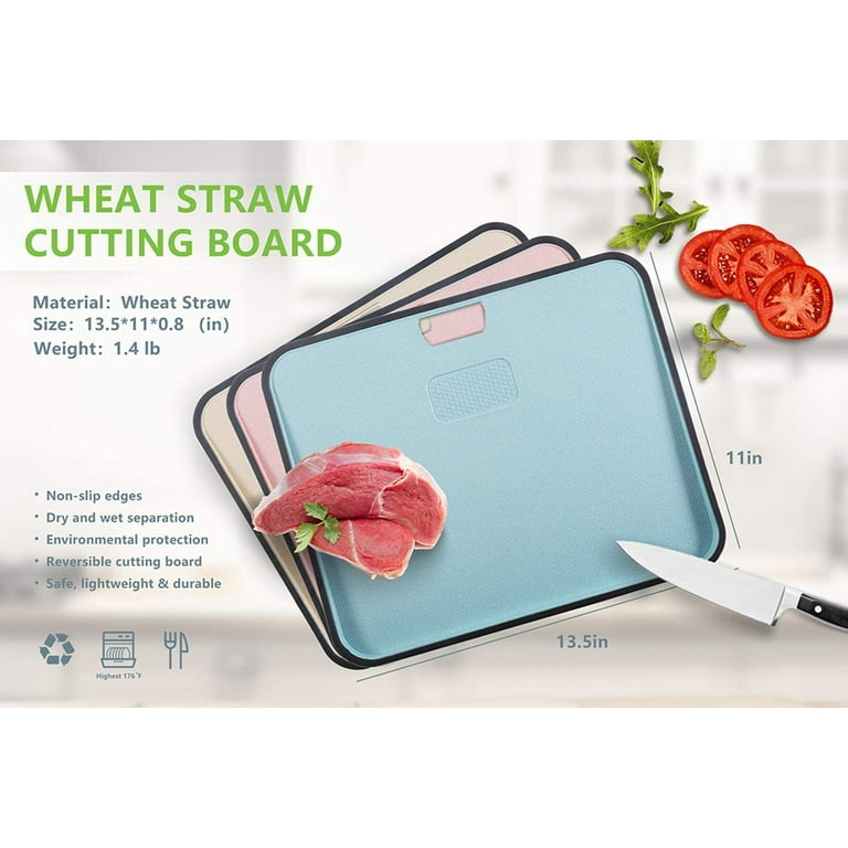 Multi-function Cutting Board, Wheat Straw Plastic Cutting Board For Kitchen Dishwasher  Safe Chopping Board With Juice Grooves, Non-slip Fruit Chopping